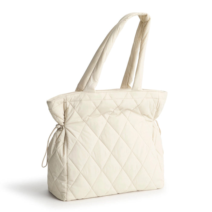 Vera Bradley Original Zip Tote in Pumice Stone – side view showing quilted Featherweight fabric.