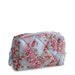 Front view of Vera Bradley Paisley Bouquet Medium Cosmetic Bag with floral pattern on light blue background