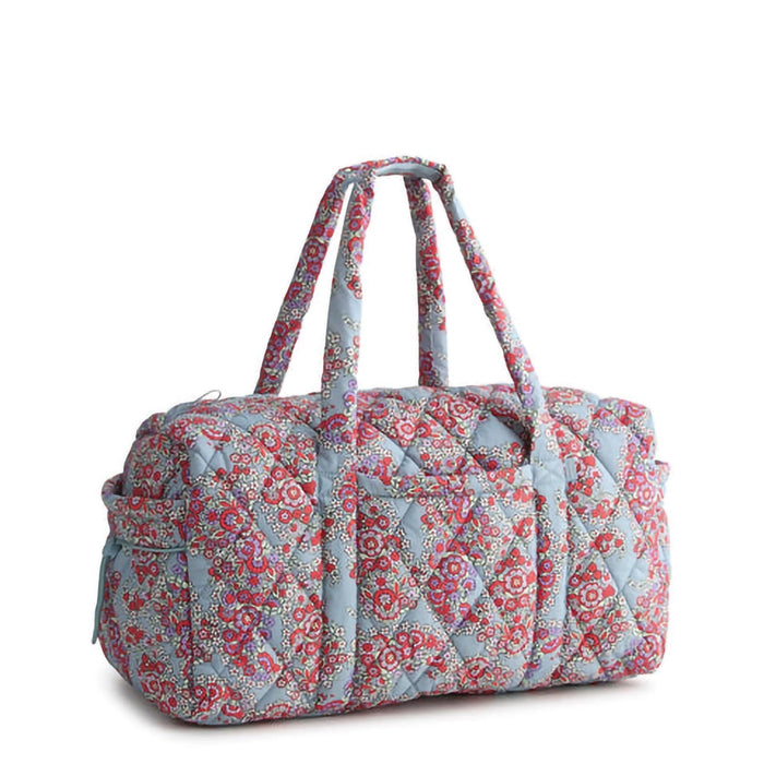 Vera Bradley Paisley Bouquet Original Duffel Bag, front angle showing floral quilted design and dual handles.