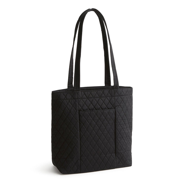 Back view of Small Original Zip Tote Bag in Moonless Night showing quilted fabric, back pocket and straps.