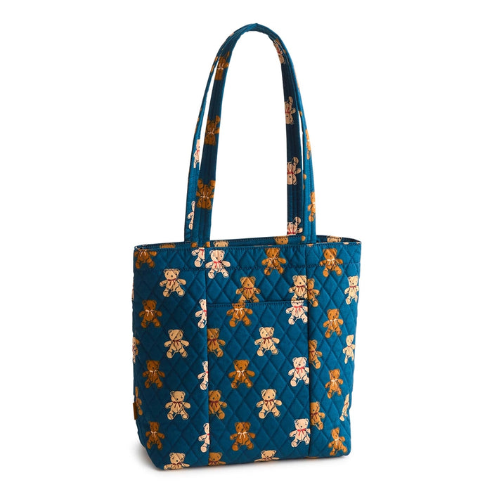 Front view of Vera Bradley Small Original Zip Tote Bag in Bunch of Bears featuring quilted cotton and exterior slip pocket.