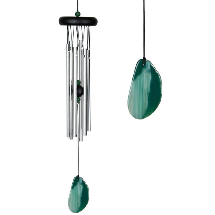 Green agate wind chime with natural stone windcatcher and soothing tones