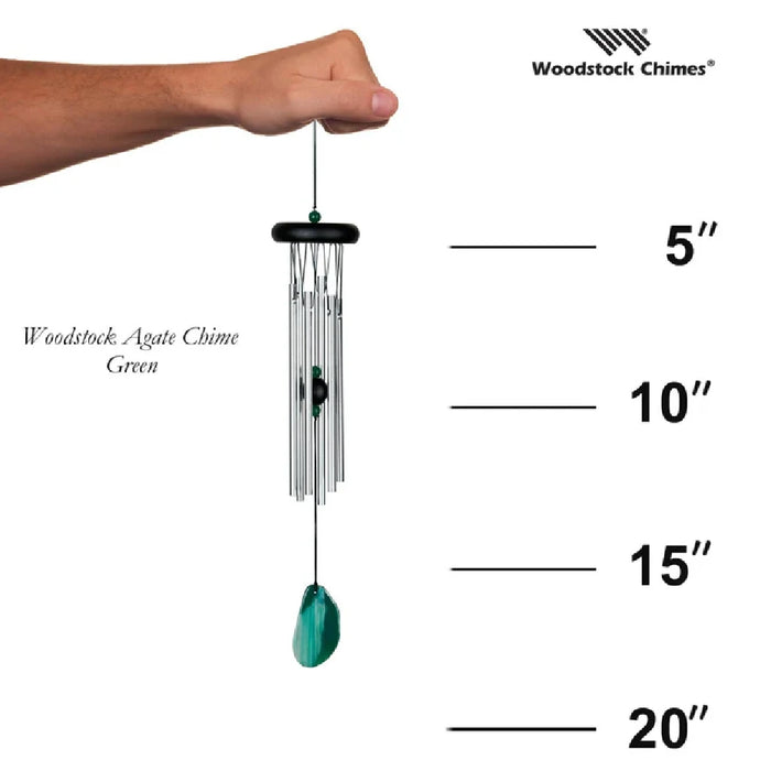 Natural green agate wind chime for calming home and garden décor