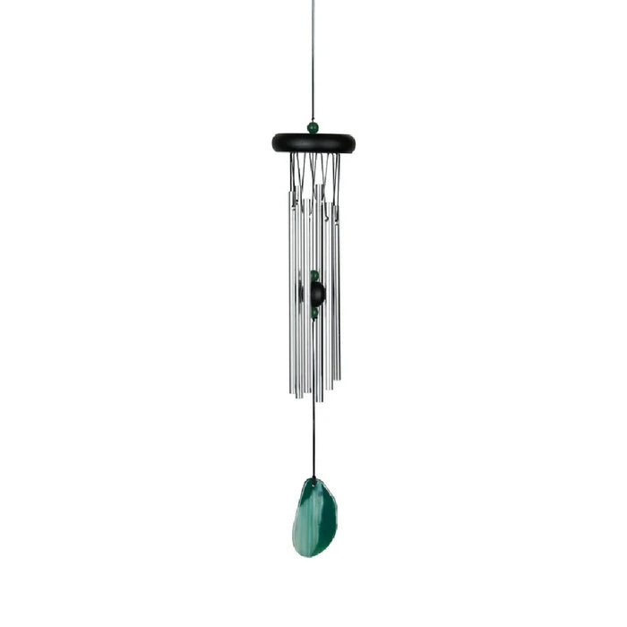 Woodstock agate chime green crystal windchime with translucent stone design
