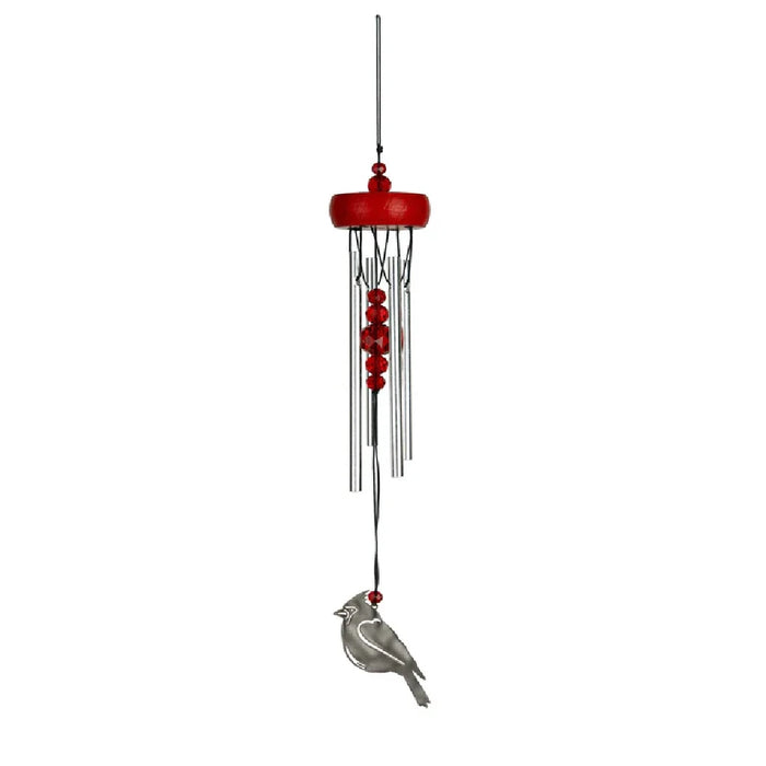 Chime Fantasy cardinal wind chime featuring sparkling crystal and metal design