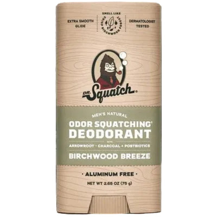 Dr. Squatch Birchwood Breeze Natural Deodorant delivers all-day odor protection with a crisp, woodsy scent.