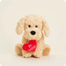 Warmies Be Mine Golden Dog plush front view with Be Mine heart