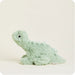 Side view of Warmies green long neck dinosaur plush heat therapy toy