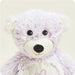 Close-up of Warmies Love Bear Plush face featuring soft pastel fur and friendly embroidered details