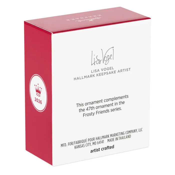 Box for a Lisa Vogel ornament with red and white design