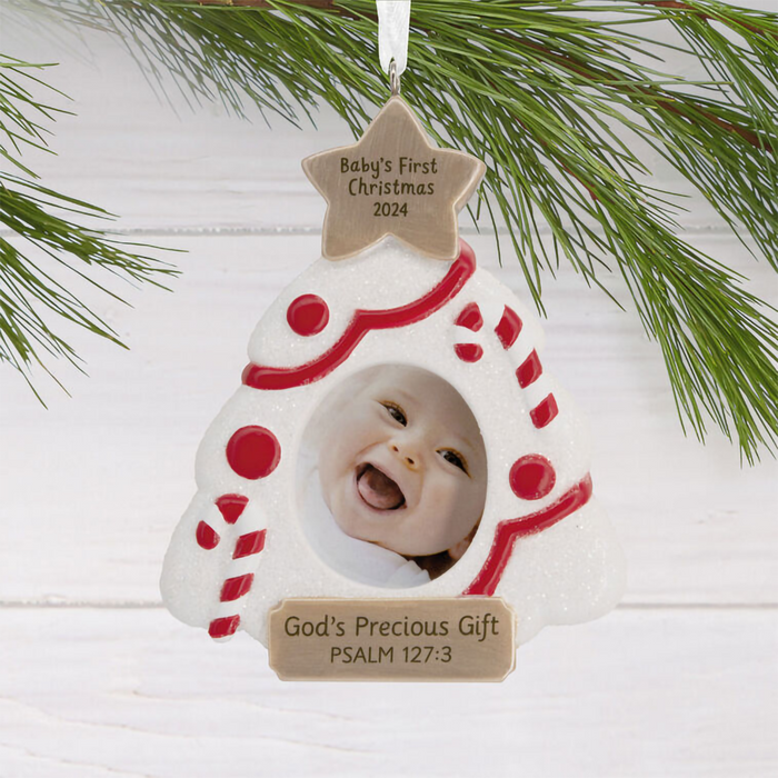 Hallmark : DaySpring Baby's First Christmas Religious 2024 Photo Frame Hallmark Ornament