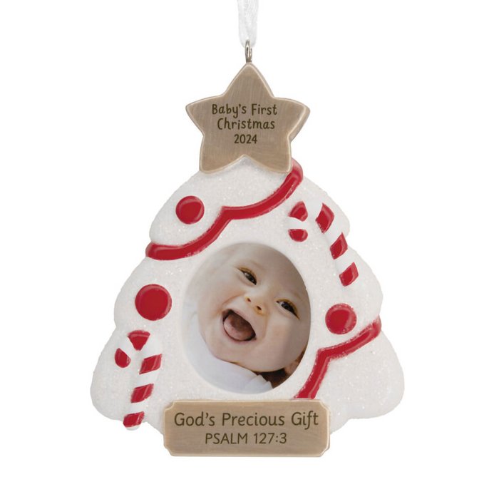 Hallmark : DaySpring Baby's First Christmas Religious 2024 Photo Frame Hallmark Ornament