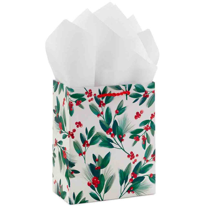 Hallmark : 6.5" Winter Greenery Small Christmas Gift Bag With Tissue Paper