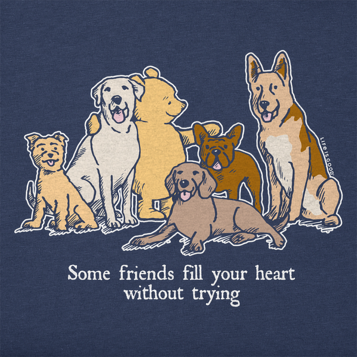 Life Is Good : Women's Winnie Friends Fill Your Heart  - Long sleeve Crusher V-Neck in Darkest Blue