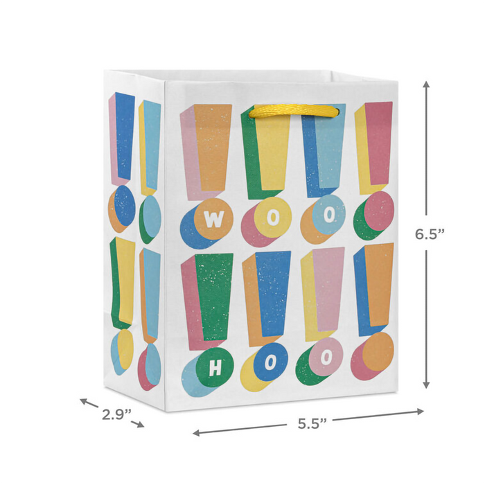 Hallmark : 6.5" Woo Hoo Colorful Exclamations Small Gift Bag