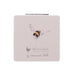 Back view of Wrendale Designs Flight of the Bumblebee compact mirror featuring bumblebee artwork and Wrendale logo.