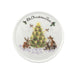 Close-up of Oh Christmas Tree ceramic coaster by Wrendale Designs with woodland animals and decorated Christmas tree.
