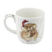 Wrendale Designs Cookies For Santa mug featuring a hamster in a Santa hat holding a cookie, fine bone china.