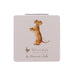 Back view of Wrendale Designs dachshund compact mirror featuring a playful brown dachshund illustration with Wrendale branding.