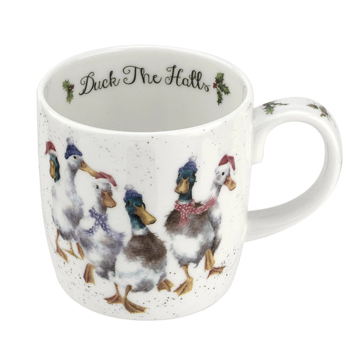 Fine bone china Duck The Halls mug featuring festive ducks by Wrendale Designs.