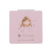 Back of Wrendale Designs 'Home Tweet Home' compact mirror showing a fluffy wren illustration and Wrendale branding.