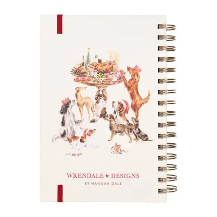 Wrendale Designs 'Mistletoe and Barks' Christmas A5 spiral notebook with festive dog and mistletoe cover illustration