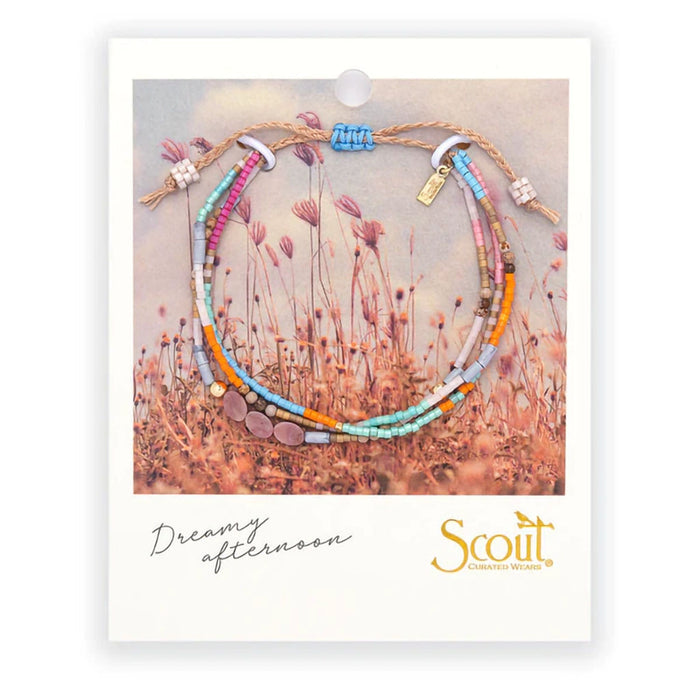 Scout Curated Wears : Mixed Media Bracelet - Love/Rhodochrosite/Gold