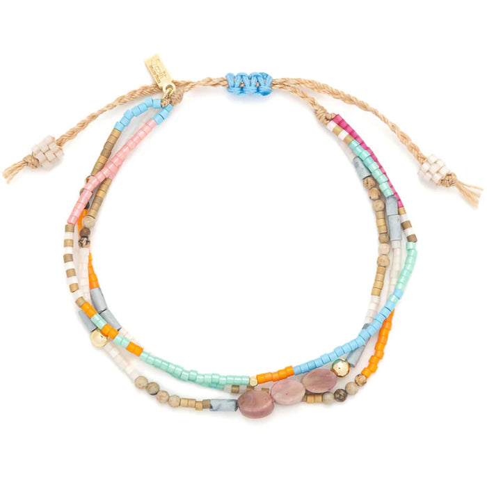 Scout Curated Wears : Mixed Media Bracelet - Love/Rhodochrosite/Gold