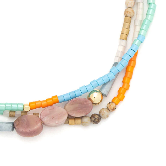 Scout Curated Wears : Mixed Media Bracelet - Love/Rhodochrosite/Gold