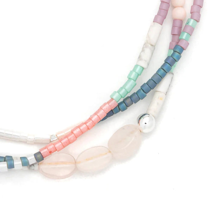 Scout Curated Wears : Mixed Media Bracelet - Heart/Rose Quartz/Silver