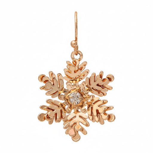 Rain Jewelry gold-tone snowflake drop earring with a crystal center