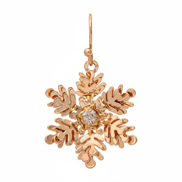 Rain Jewelry gold-tone snowflake drop earring with a crystal center