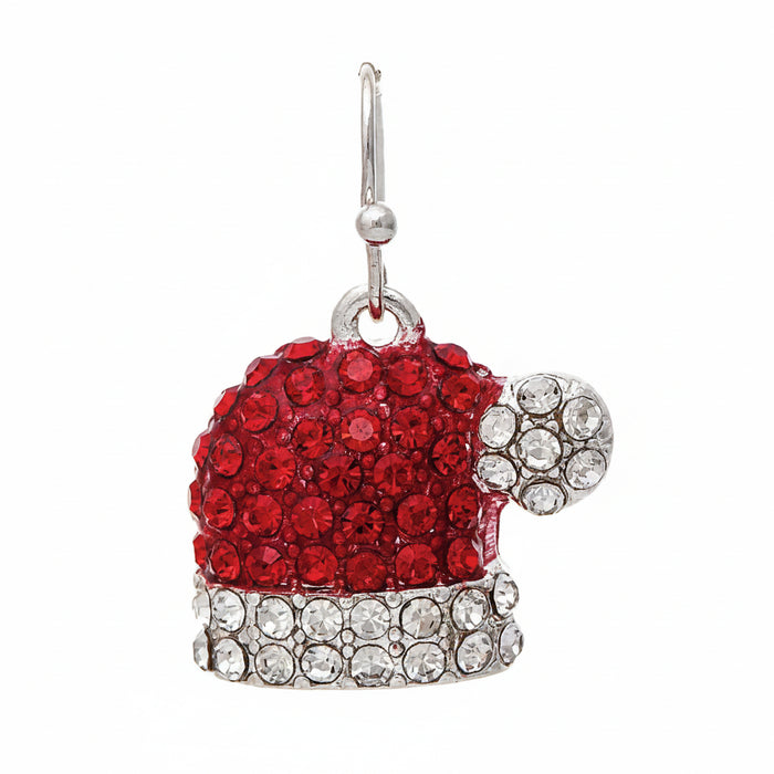 Silver crystal Santa hat earring by Rain Jewelry