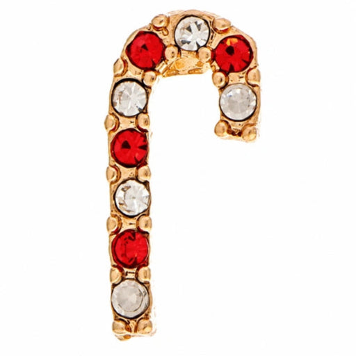 Rain Jewelry gold crystal candy cane post earrings featuring a sparkling festive candy cane design.