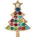 Rain Jewelry gold Christmas tree post earrings featuring multicolor crystals in a tiny festive tree design.