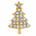 Gold-tone Christmas tree post earring featuring clear crystal accents and a star-shaped top, on a white background.