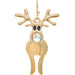 Rain Jewelry gold-tone bobble head reindeer earrings with brushed metal finish and festive holiday design.