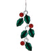 Holly leaf and red berry earring on a white background