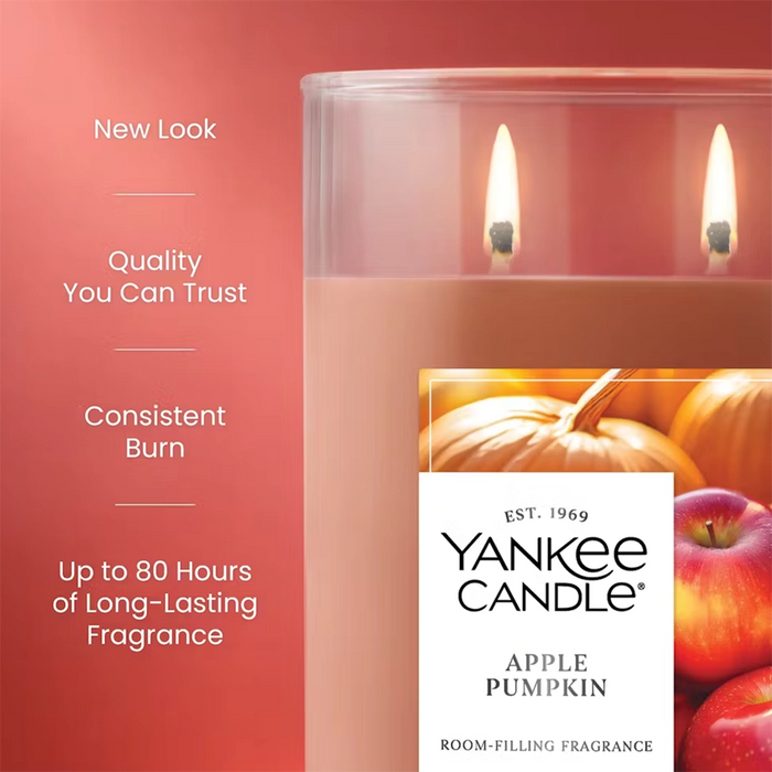 Yankee Candle Apple Pumpkin Large Tumbler – two-wick candle with up to 80 hours of fragrance.