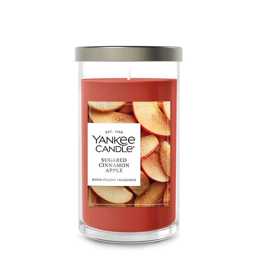 Yankee Candle Sugared Cinnamon Apple candle on a white background