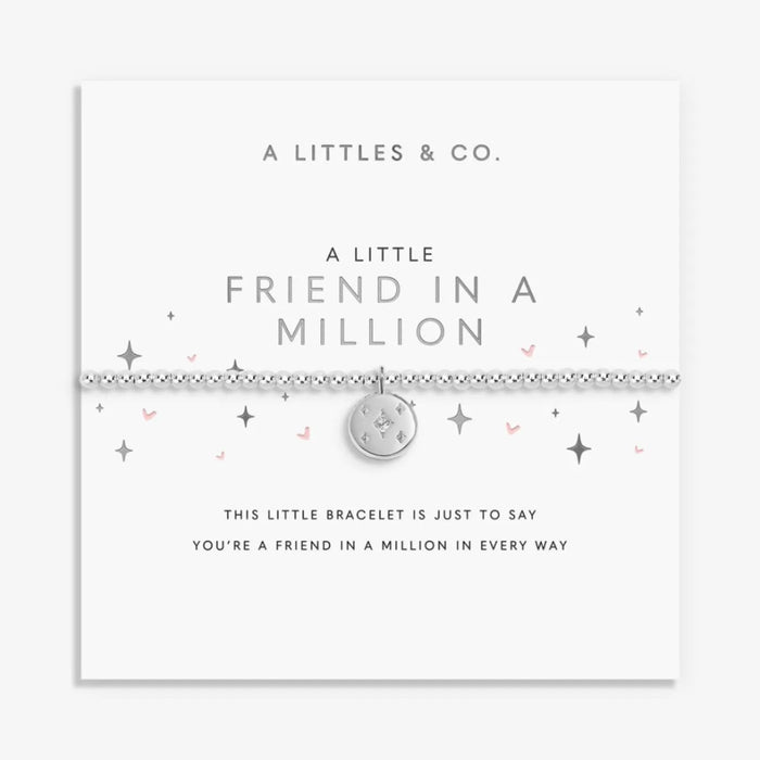 A Little Friend In A Million Bracelet in silver plating with a heartfelt friendship message