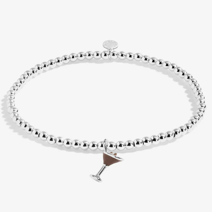 A Little Vibes Espresso Yourself Bracelet in silver plating with a playful coffee-inspired message