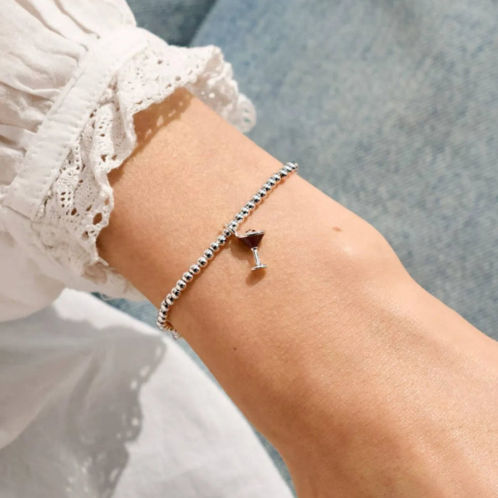 A Little Vibes Espresso Yourself Bracelet in silver plating with a playful coffee-inspired message