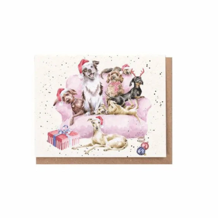 A Winter's Tail Dog Enclosure Card featuring an adorable dog in a festive winter design
