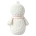 Back view of Cuddle + Kind Baby Snowman in Blush Pink with hand-knit pink scarf, ethically handmade plush doll.