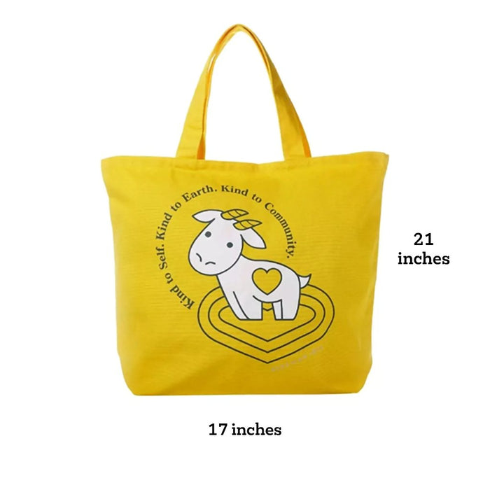 Beekman 1802 : Canvas Lightweight 100% Cotton Goat Kindness Tote Bag - Yellow - Beekman 1802 : Canvas Lightweight 100% Cotton Goat Kindness Tote Bag - Yellow