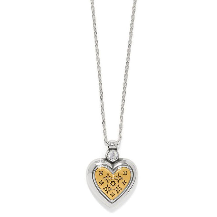 Brighton : Mosaic Heart Two Tone Heart Petite Necklace - Brighton : Mosaic Heart Two Tone Heart Petite Necklace