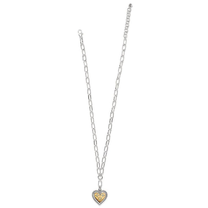 Brighton : Mosaic Heart Two Tone Necklace - Chain Link - Brighton : Mosaic Heart Two Tone Necklace - Chain Link