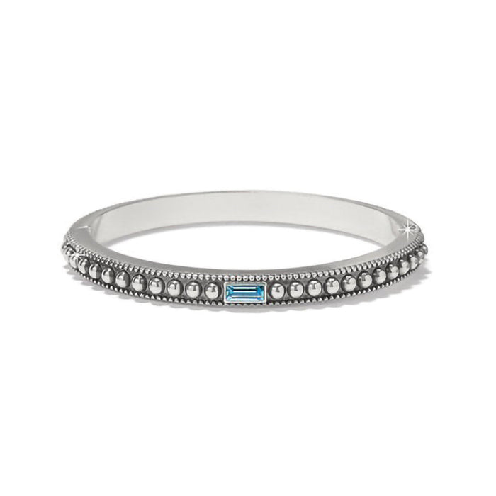 Brighton : Pretty Tough Gem Hinged Bangle - Silver Aqua - Brighton : Pretty Tough Gem Hinged Bangle - Silver Aqua