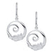 Silver spiral earrings on a white background